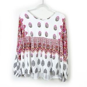 Sundance Floral Peasant blouse 100% Rayon size: S